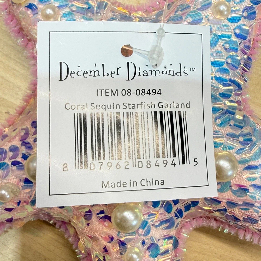 December Diamonds Coral Pink Sequin Starfish Garland Pearl Beach 2 packs‎